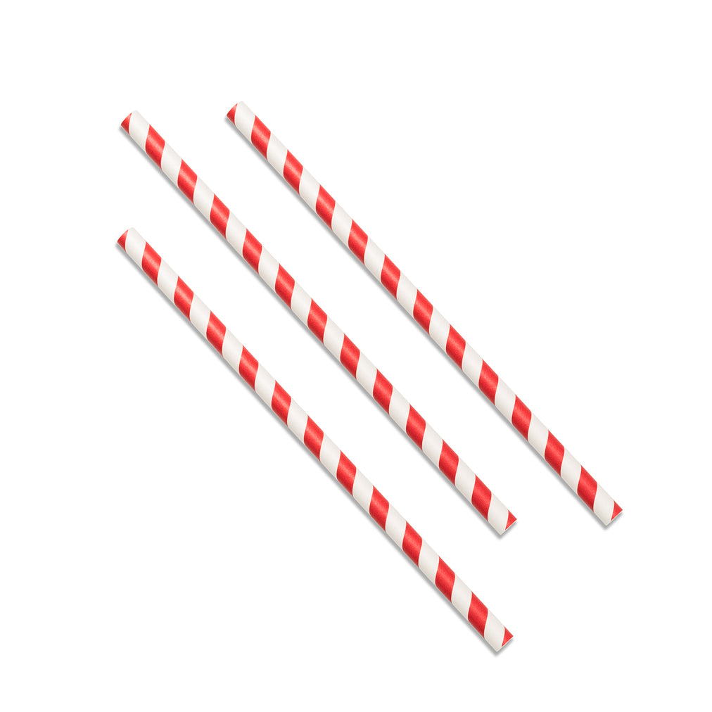 8mm Red Stripe Paper Straws - 1 Carton