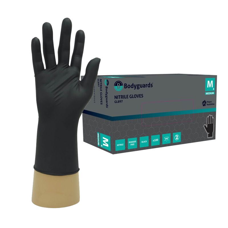 Black Nitrile Gloves Powder Free - 100/Carton