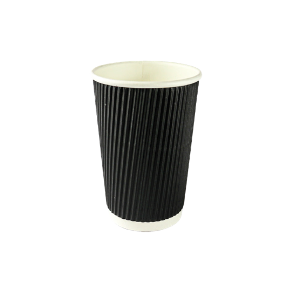 12oz Black Ripple Wall Takeaway Cups - 1 Carton