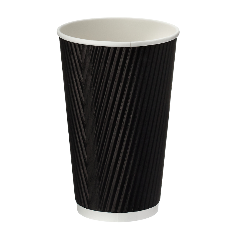 16oz Black Ripple Wall Takeaway Cups - 1 Carton