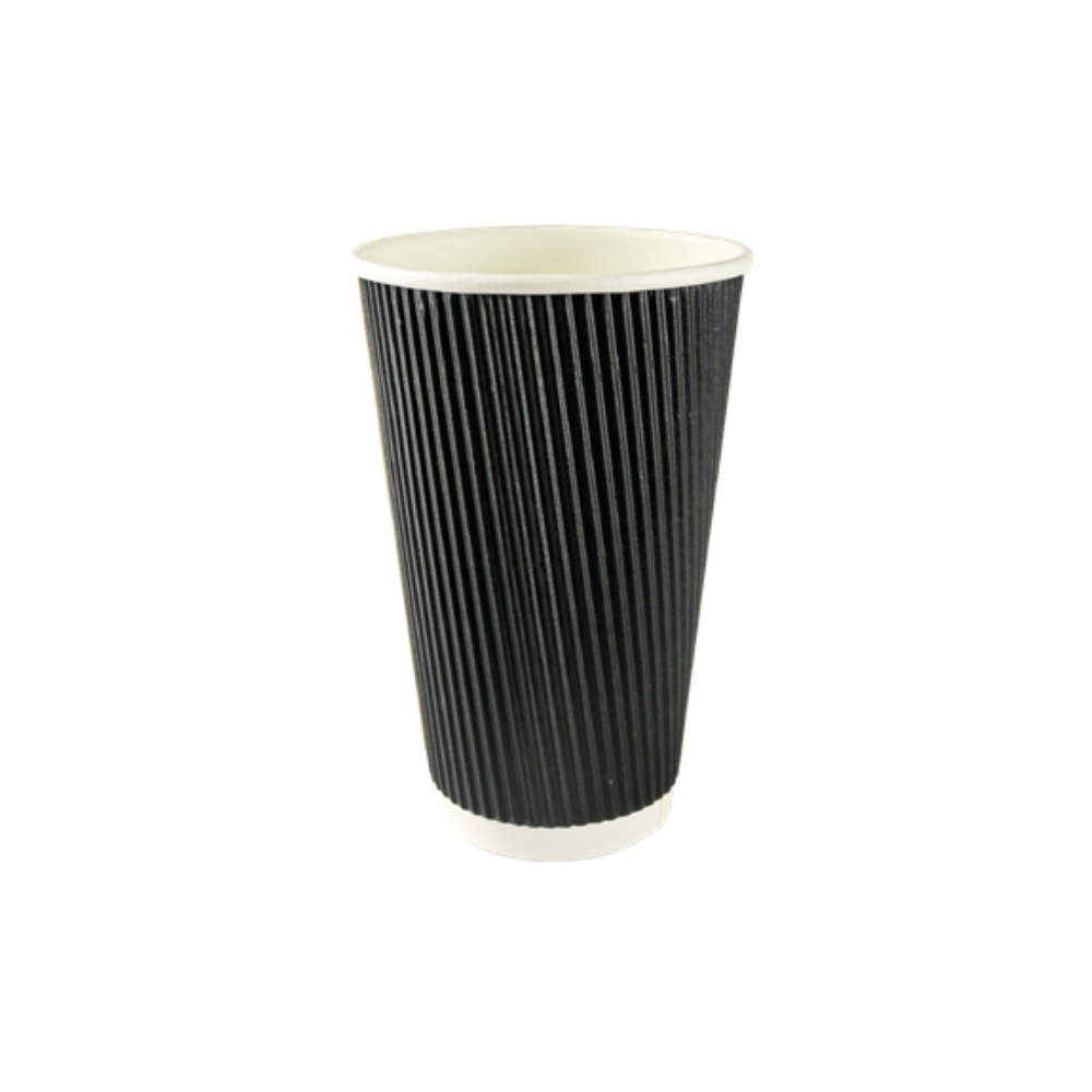16oz Black Ripple Wall Takeaway Cups - 1 Carton