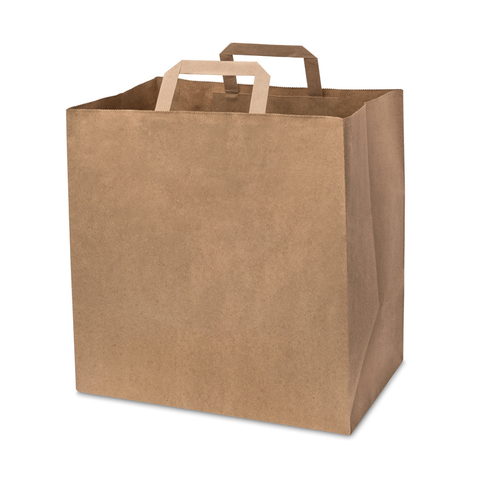 Large Kraft Paper Bags Flat Handle - 1 Carton