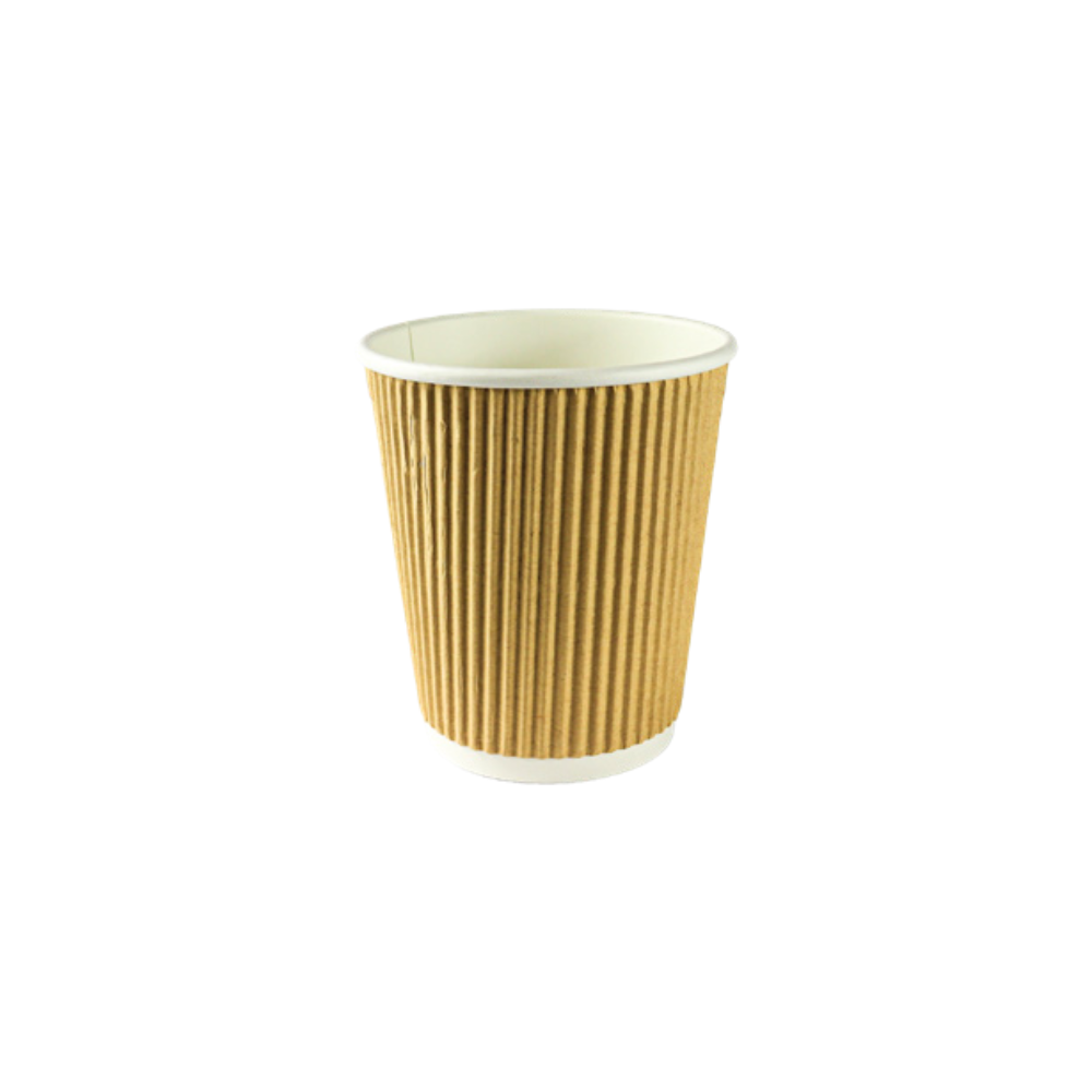 8oz Kraft Ripple Wall Takeaway Cups - 1 Carton