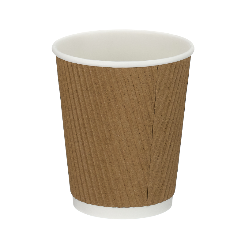 8oz Kraft Ripple Wall Takeaway Cups - 1 Carton