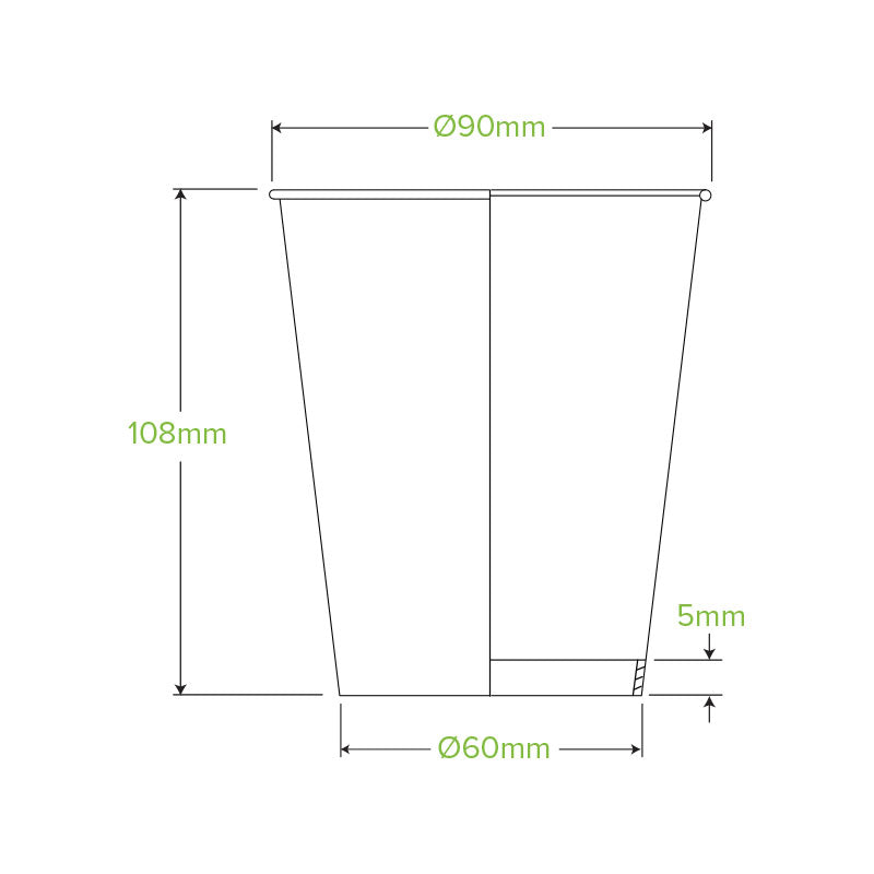 12oz Stone Aqueous Single Wall Takeaway Cups - 1 Carton