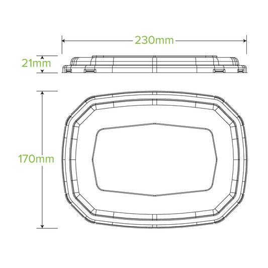 600/950ml RPET Octagonal Container Lids - 1 Carton