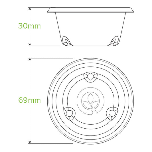 60ml Natural Bagasse Sauce Pots - 1 Carton