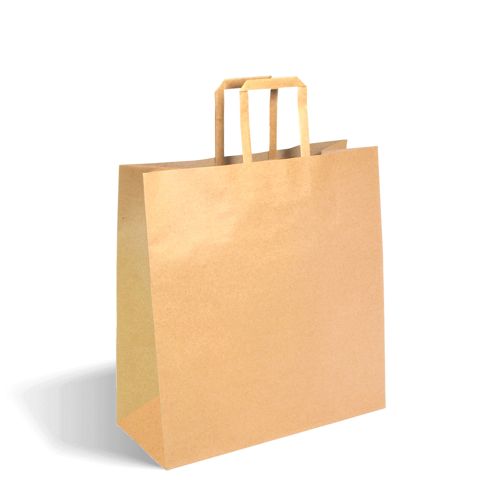 Medium Premium Kraft Paper Bags Flat Handle - 1 Carton