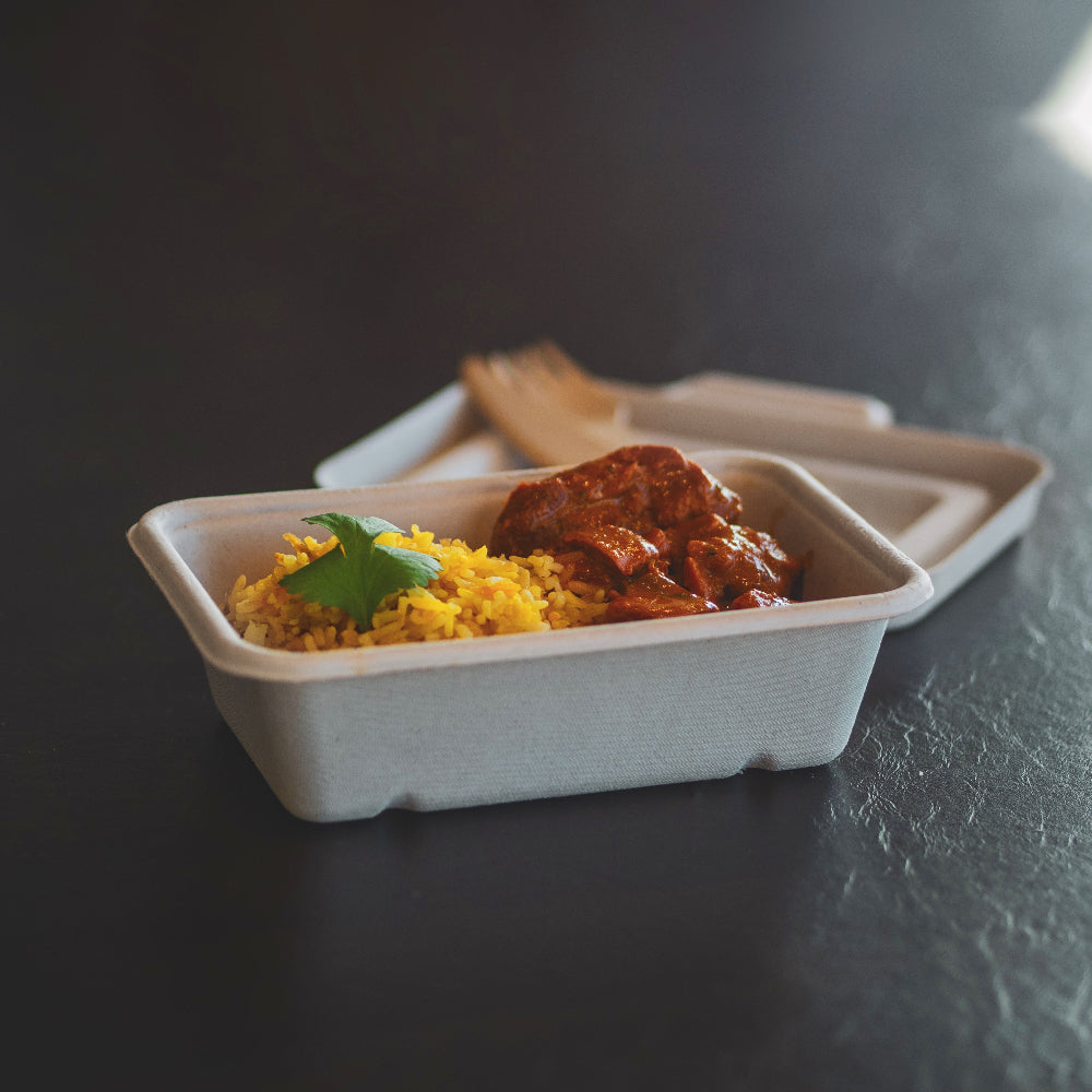Natural Bagasse Rectangular Containers - 1 Carton