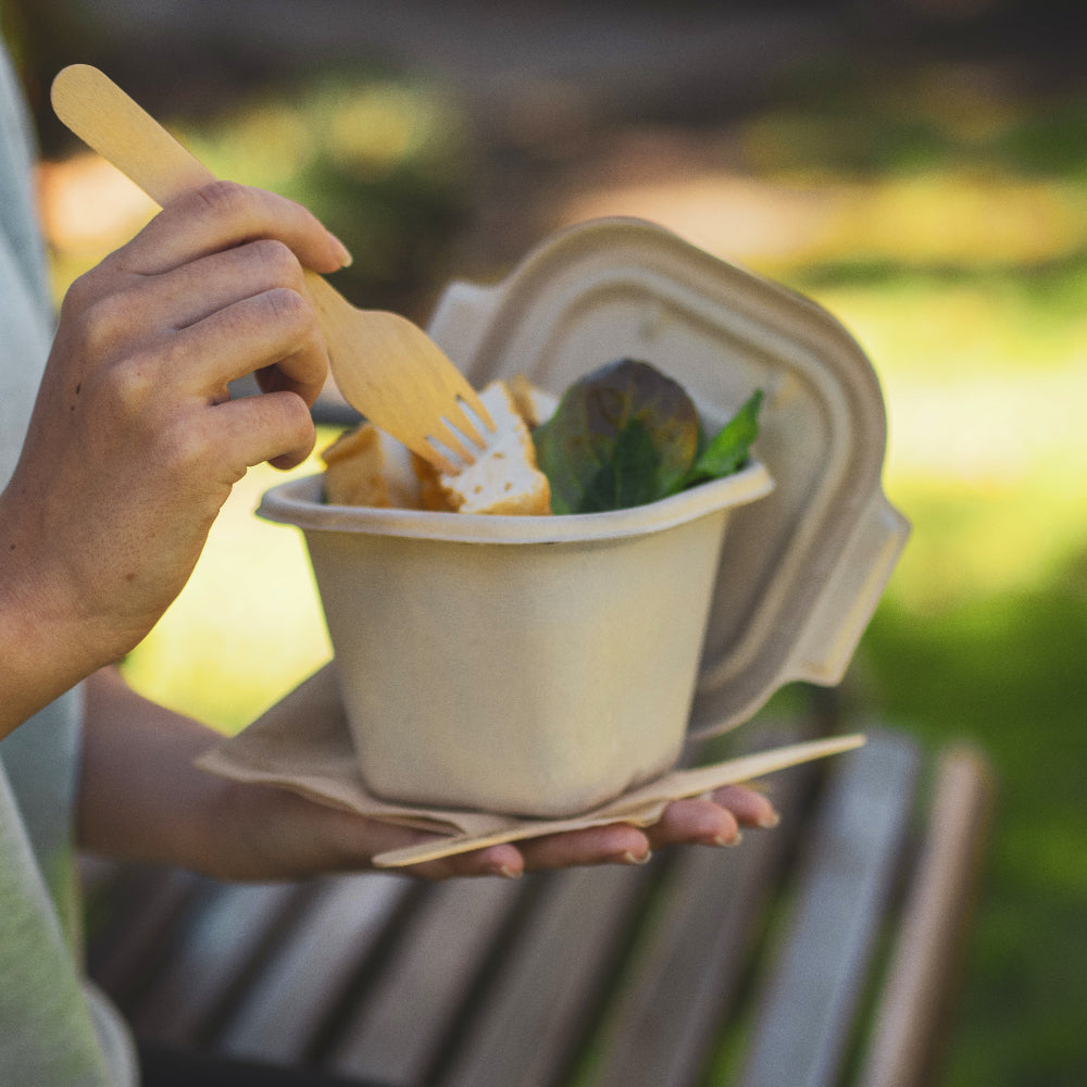 Natural Bagasse Square Containers - 1 Carton