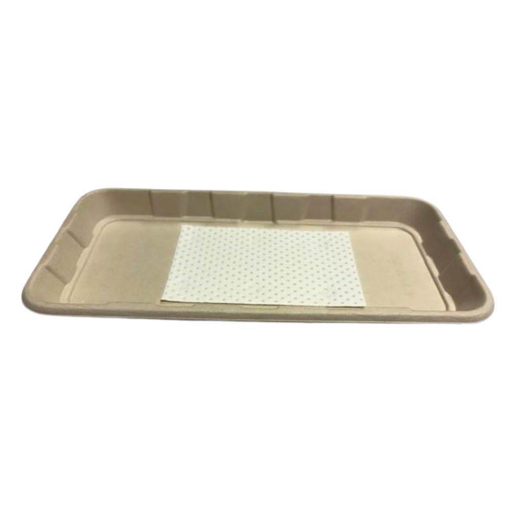 Compostable Meat Trays with Pad (265x135x20mm) - 1 Carton
