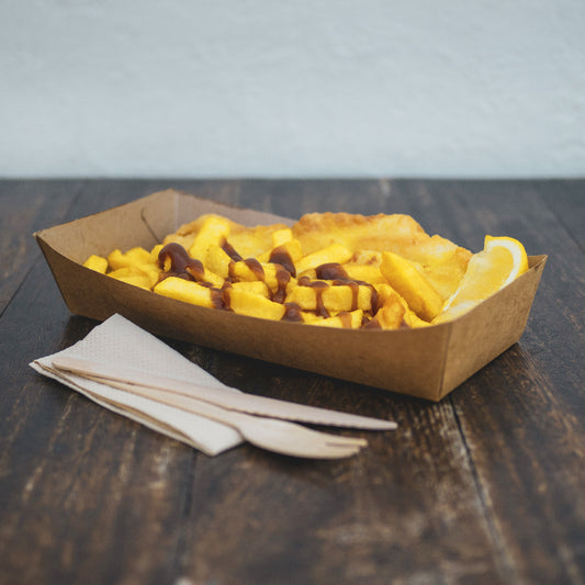 Large Kraft Food Trays - 1 Carton