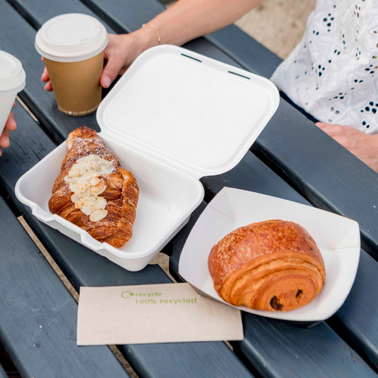 7.5x5x1.9" Bagasse Clamshell Containers - 1 Carton