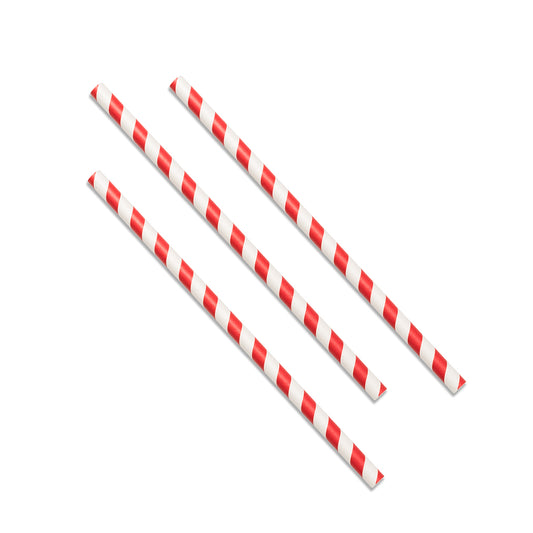 8mm Red Stripe Paper Straws - 1 Carton