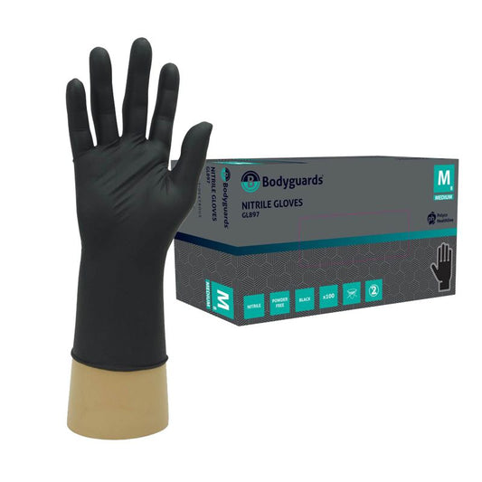 Black Nitrile Gloves Powder Free - 100/Carton