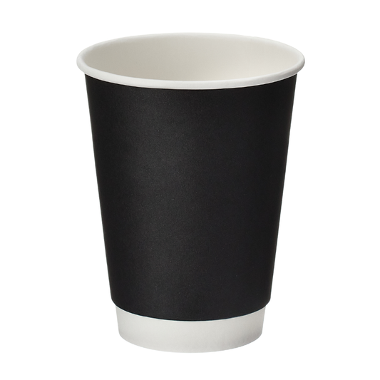 12oz Black Double Wall Takeaway Cups - 1 Carton
