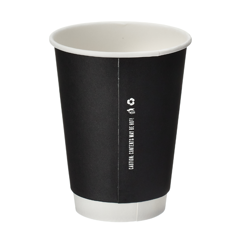 12oz Black Double Wall Takeaway Cups - 1 Carton