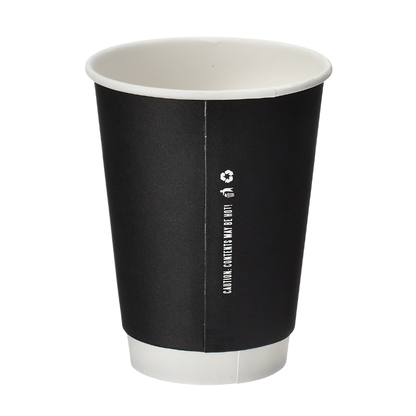 12oz Black Double Wall Takeaway Cups - 1 Carton