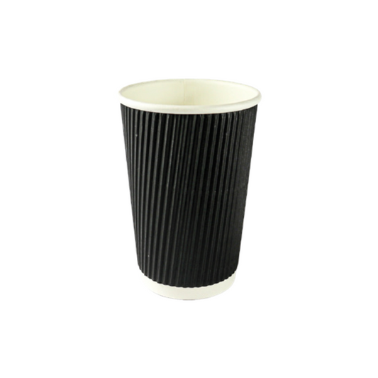 12oz Black Ripple Wall Takeaway Cups - 1 Carton