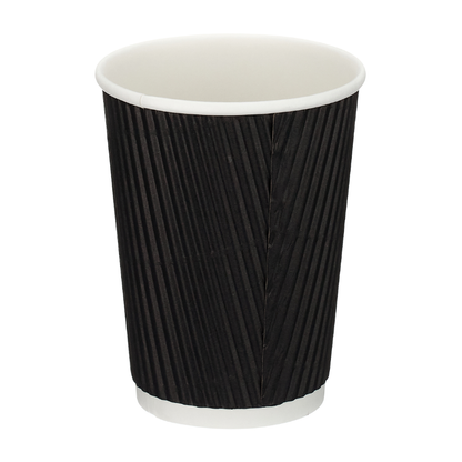 12oz Black Ripple Wall Takeaway Cups - 1 Carton