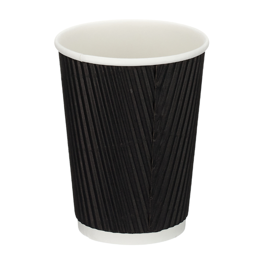 12oz Black Ripple Wall Takeaway Cups - 1 Carton