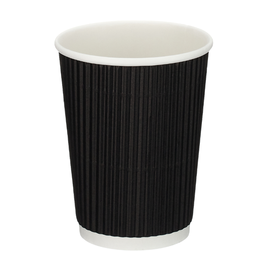 12oz Black Ripple Wall Takeaway Cups - 1 Carton
