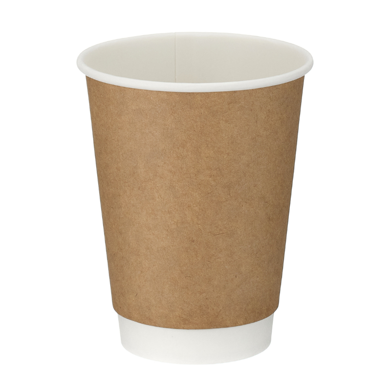 12oz Kraft Double Wall Takeaway Cups - 1 Carton