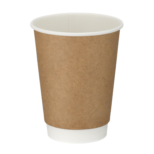 12oz Kraft Double Wall Takeaway Cups - 1 Carton
