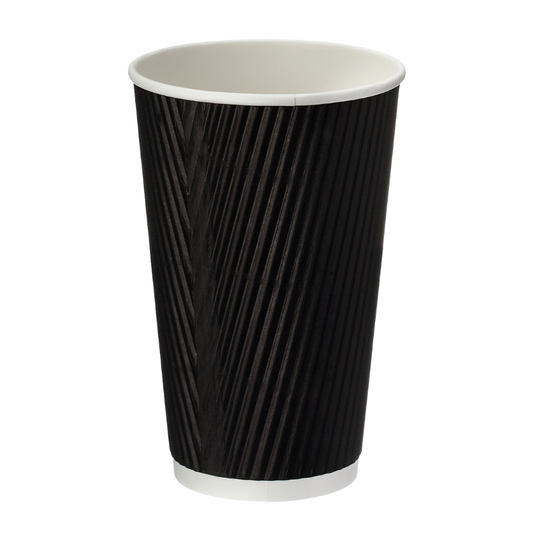 16oz Black Ripple Wall Takeaway Cups - 1 Carton