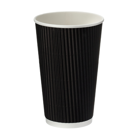 16oz Black Ripple Wall Takeaway Cups - 1 Carton