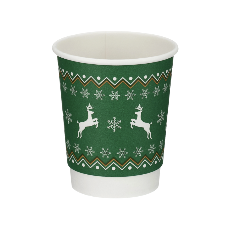 8oz Christmas Double Wall Takeaway Cups - 1 Carton