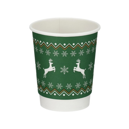8oz Christmas Double Wall Takeaway Cups - 1 Carton