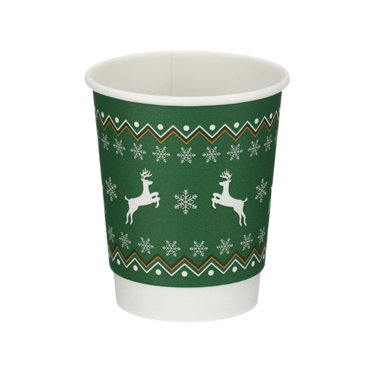 8oz Christmas Double Wall Takeaway Cups - 1 Carton
