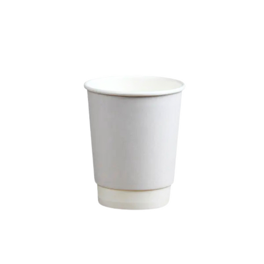 8oz White Double Wall Takeaway Cups - 1 Carton