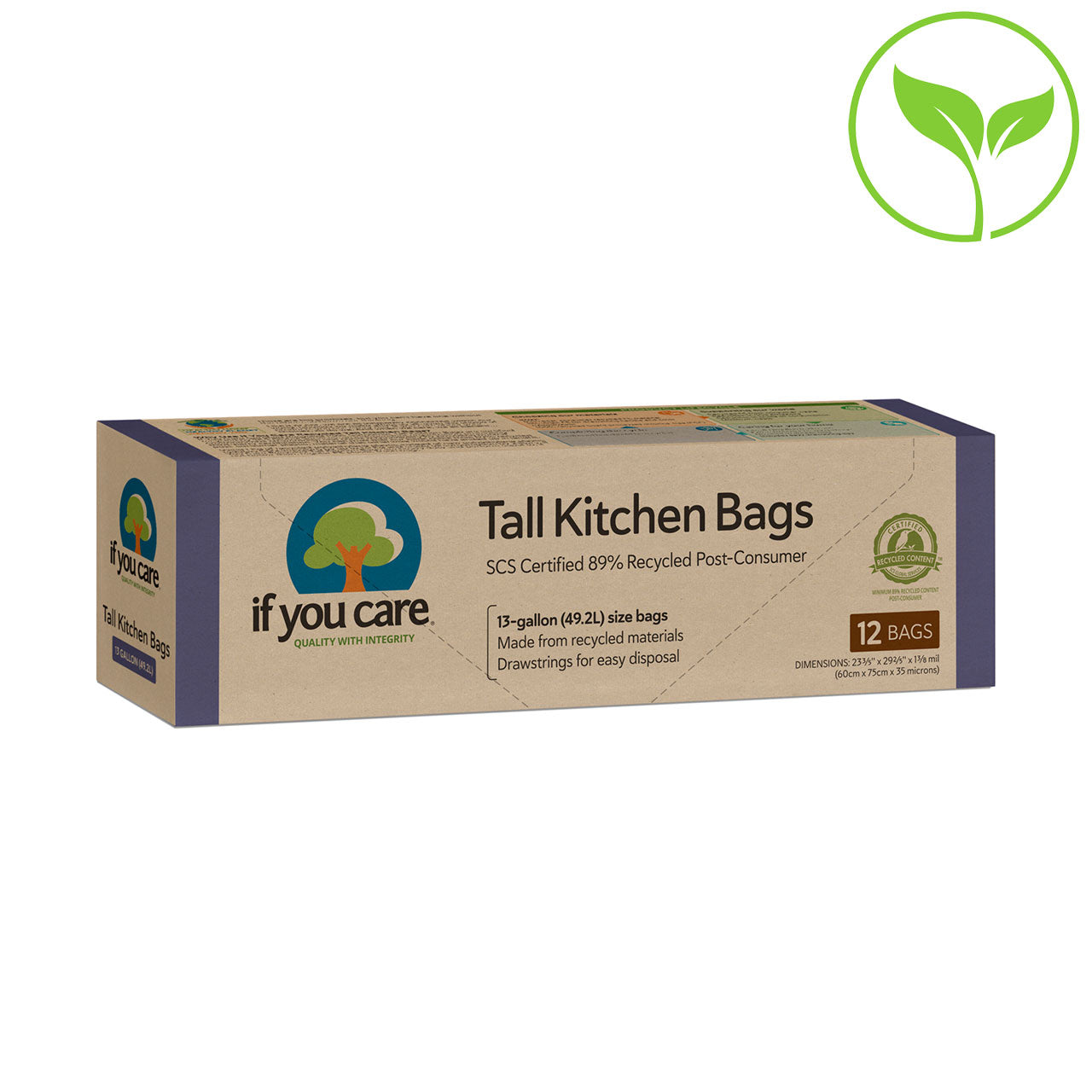 If You Care Tall 87% Recycled Trash Bags 49.2L - Bulk 60 Bags