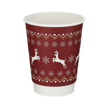 12oz Christmas Double Wall Takeaway Cups - 1 Carton