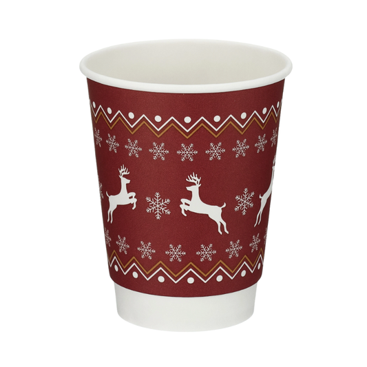 12oz Christmas Double Wall Takeaway Cups - 1 Carton