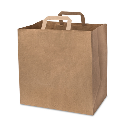 Large Kraft Paper Bags Flat Handle - 1 Carton