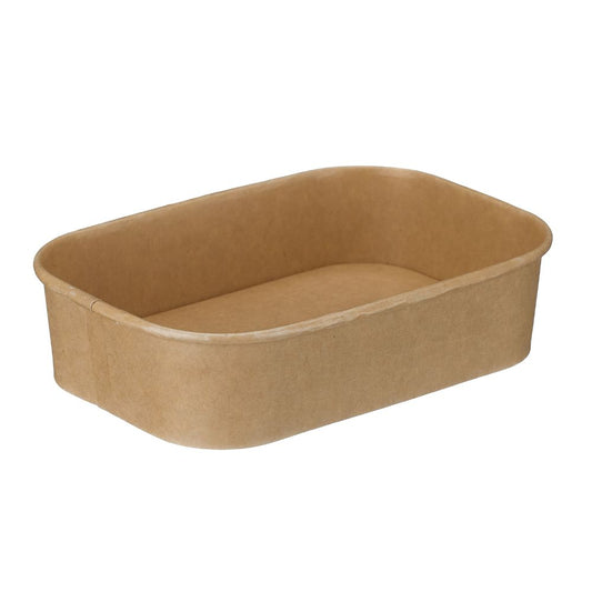 500ml Kraft Paper Rectangular Containers - 1 Carton