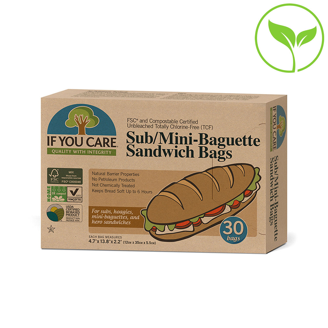 If You Care Sub/Mini Baguette Sandwich Bags - Bulk 90 Bags