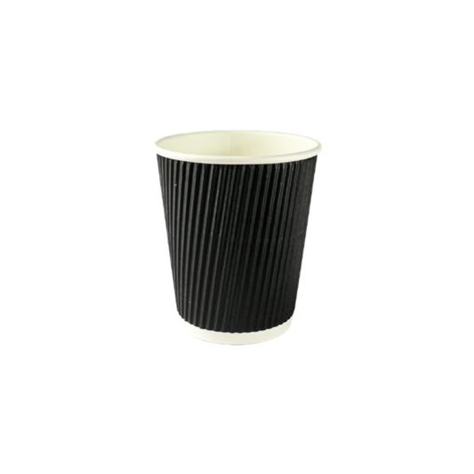 8oz Black Ripple Wall Takeaway Cups - 1 Carton