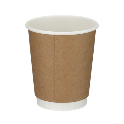 8oz Kraft Double Wall Takeaway Cups - 1 Carton