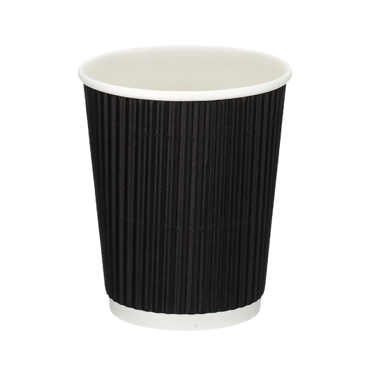 8oz Black Ripple Wall Takeaway Cups - 1 Carton