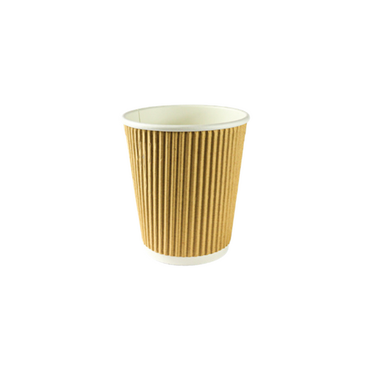 8oz Kraft Ripple Wall Takeaway Cups - 1 Carton