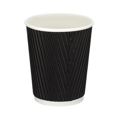 8oz Black Ripple Wall Takeaway Cups - 1 Carton