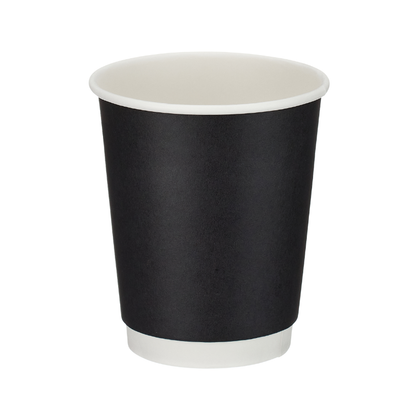 8oz Black Double Wall Takeaway Cups - 1 Carton