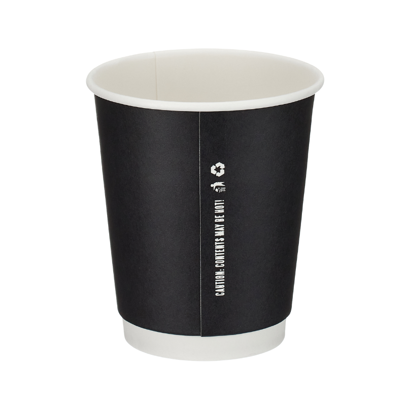 8oz Black Double Wall Takeaway Cups - 1 Carton