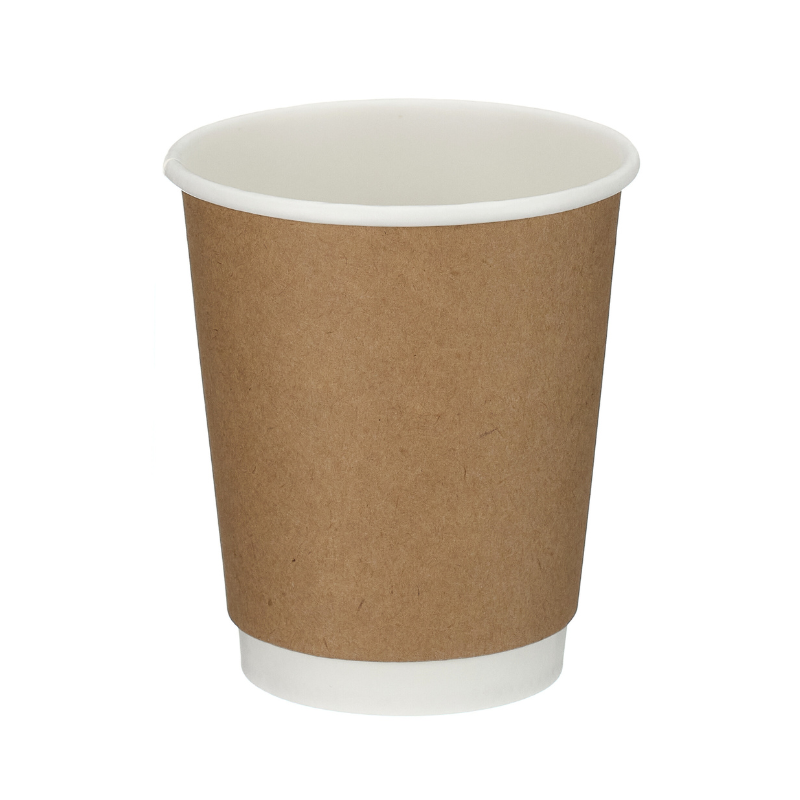 8oz Kraft Double Wall Takeaway Cups - 1 Carton