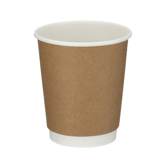 8oz Kraft Double Wall Takeaway Cups - 1 Carton