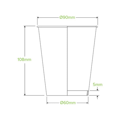 12oz Stone Aqueous Single Wall Takeaway Cups - 1 Carton